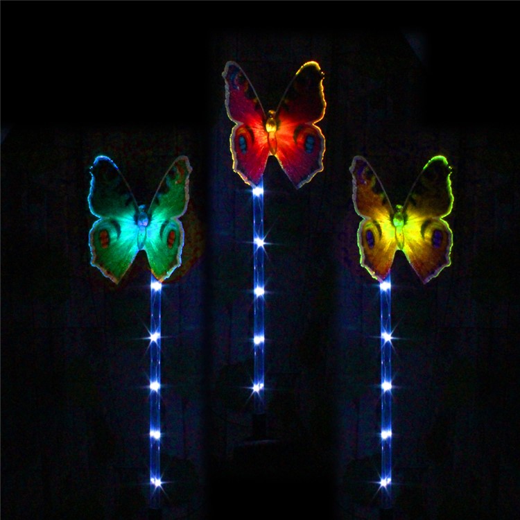 2Pcs LED Color-changing Solar Light Butterfly Garden Light with White LED Light Stake - Red and Yellow-6