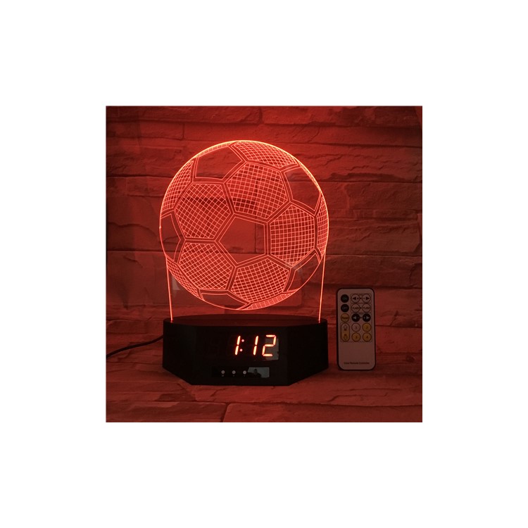 SZ042 Football Pattern 3D LED Night Desk Light Lamp Illusion Lamp Color Changing with Clock-1