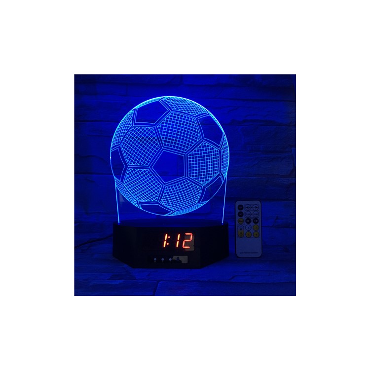 SZ042 Football Pattern 3D LED Night Desk Light Lamp Illusion Lamp Color Changing with Clock-3