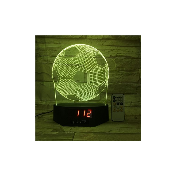 SZ042 Football Pattern 3D LED Night Desk Light Lamp Illusion Lamp Color Changing with Clock-4
