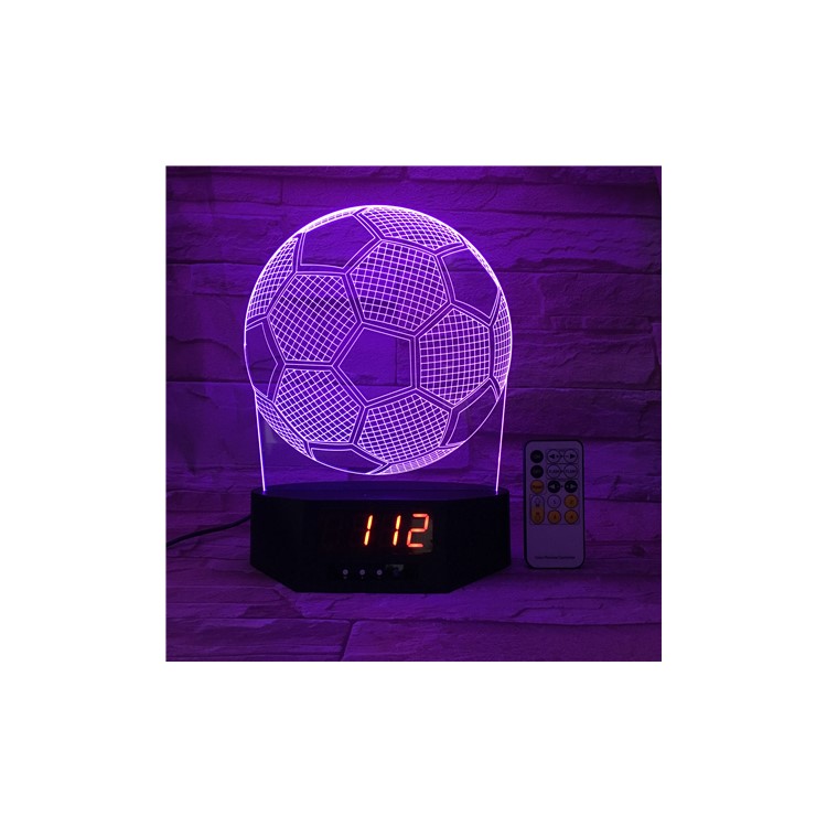 SZ042 Football Pattern 3D LED Night Desk Light Lamp Illusion Lamp Color Changing with Clock-6