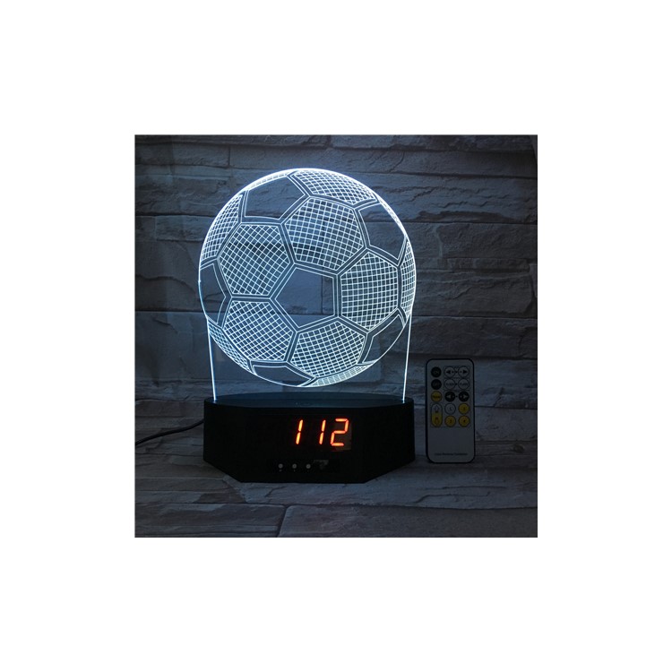 SZ042 Football Pattern 3D LED Night Desk Light Lamp Illusion Lamp Color Changing with Clock-7