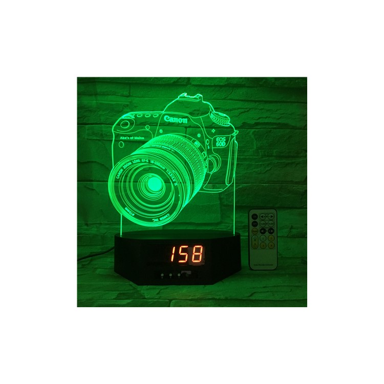 SZ198 3D Canon Camera 3D Illusion Lamp Clock Remote Control Color Changing Night Light Table Lamp-2