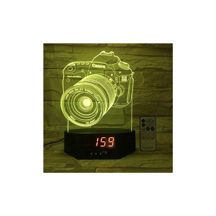 SZ198 3D Canon Camera 3D Illusion Lamp Clock Remote Control Color Changing Night Light Table Lamp-4