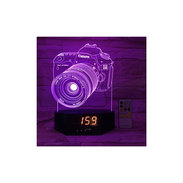 SZ198 3D Canon Camera 3D Illusion Lamp Clock Remote Control Color Changing Night Light Table Lamp-6