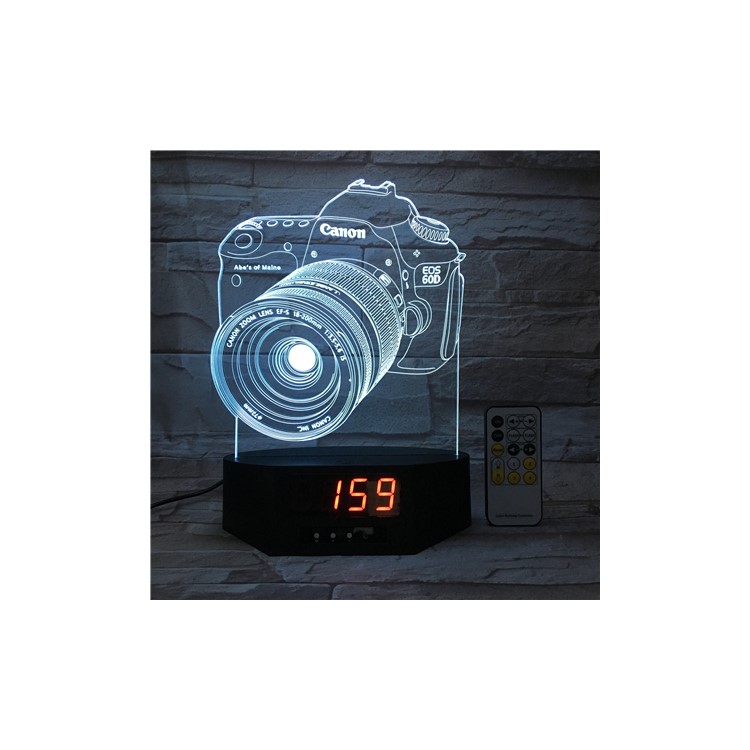 SZ198 3D Canon Camera 3D Illusion Lamp Clock Remote Control Color Changing Night Light Table Lamp-7