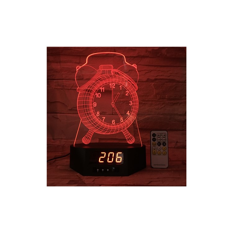 SZ288 Clock Pattern 3D Illusion Light Color Changing Night Lamp with Clock Function-2