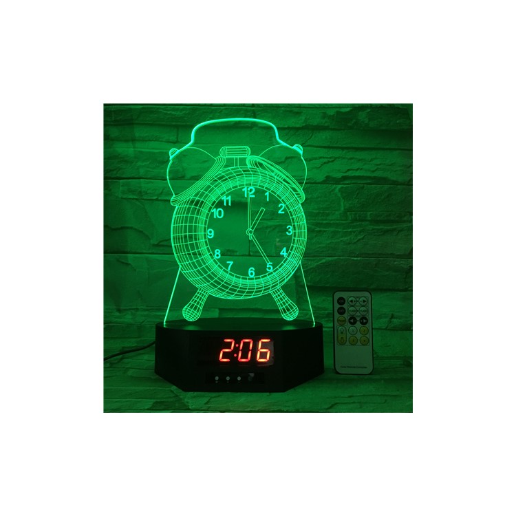 SZ288 Clock Pattern 3D Illusion Light Color Changing Night Lamp with Clock Function-3