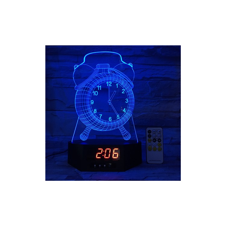 SZ288 Clock Pattern 3D Illusion Light Color Changing Night Lamp with Clock Function-4