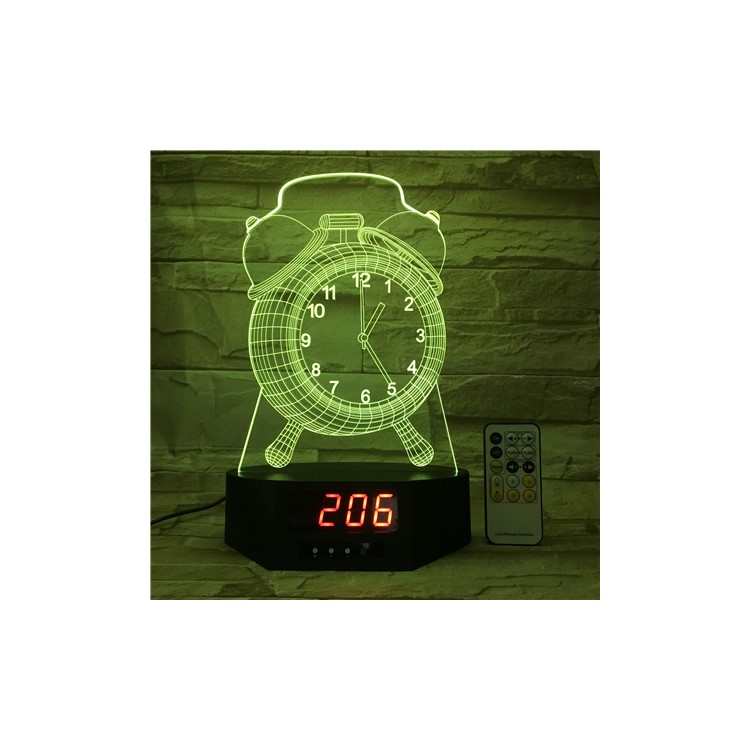 SZ288 Clock Pattern 3D Illusion Light Color Changing Night Lamp with Clock Function-5