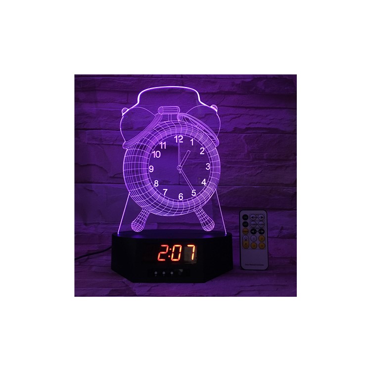 SZ288 Clock Pattern 3D Illusion Light Color Changing Night Lamp with Clock Function-7