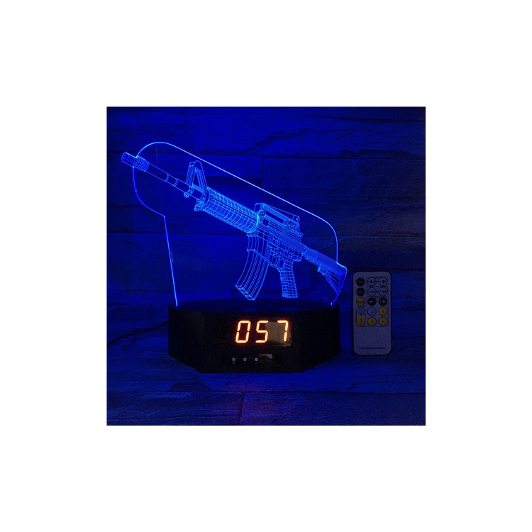 SZ385 Gun Pattern 3D LED Night Table Lamp Light Illusion Lamp Color Changing Desk Light with Clock-3