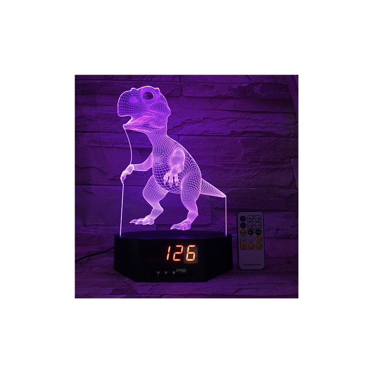 SZ387 Dinosaur Pattern 3D LED Night Lamp Light Illusion Lamp Color Changing Desk Light with Clock-6