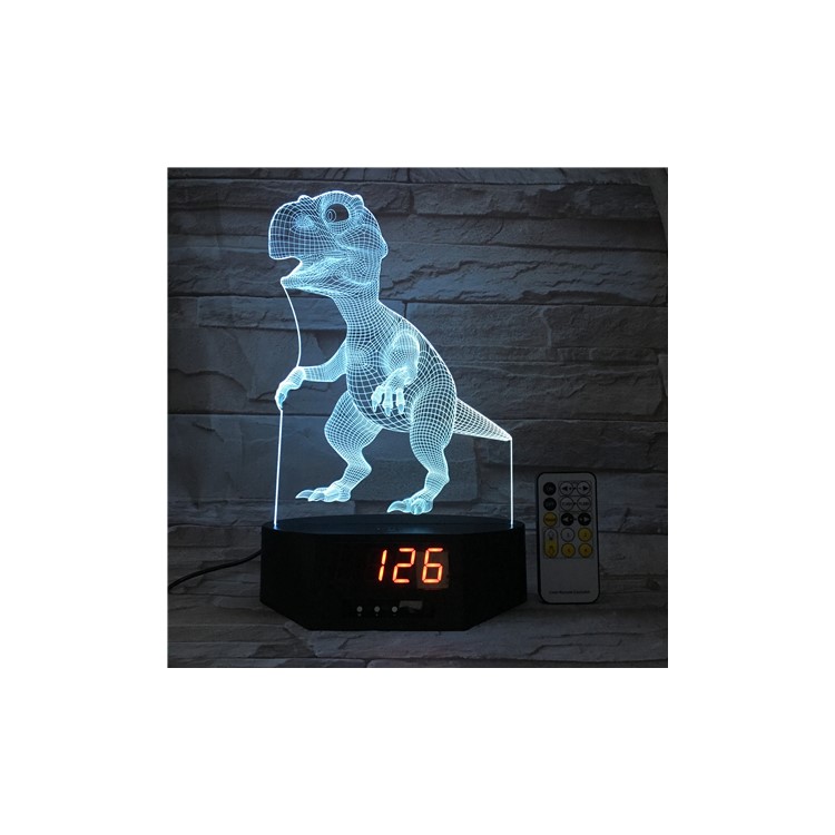 SZ387 Dinosaur Pattern 3D LED Night Lamp Light Illusion Lamp Color Changing Desk Light with Clock-7