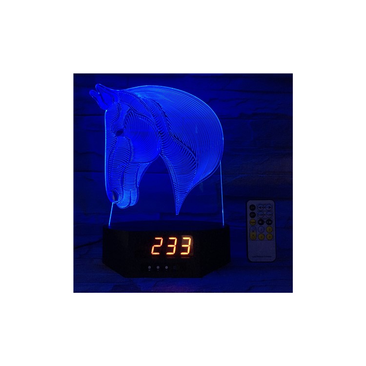 SZ392 Horse Pattern 3D LED Night Desk Light Illusion Lamp Color Changing Desk Light with Clock-4