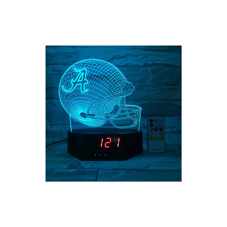SZ430 Rugby Pattern 3D Illusion Lamp Color Changing Night Light Lamp with Clock-1