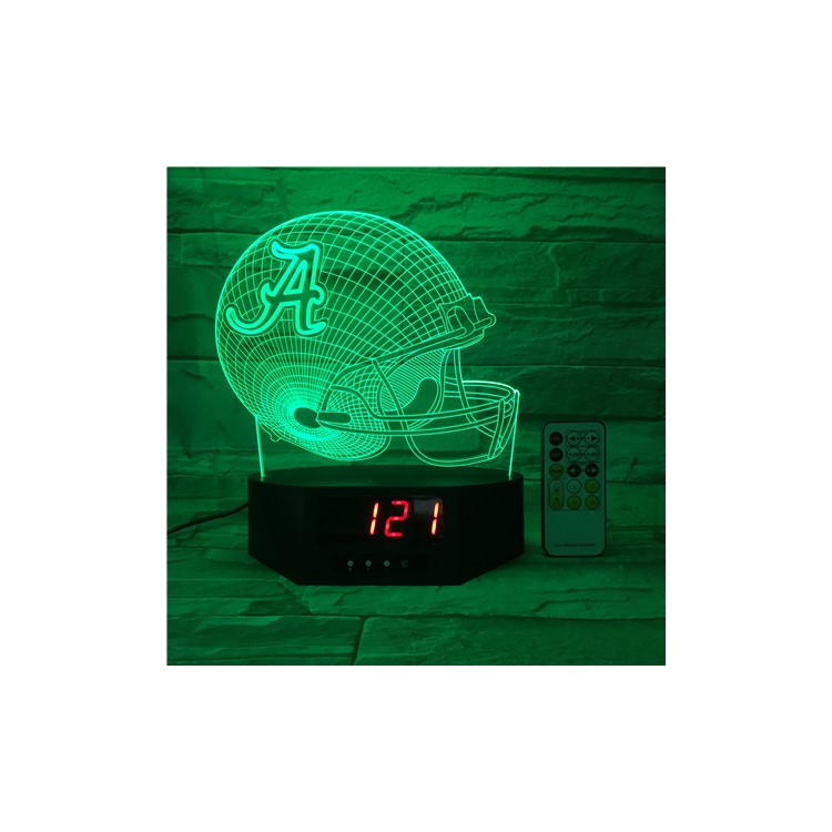 SZ430 Rugby Pattern 3D Illusion Lamp Color Changing Night Light Lamp with Clock-3
