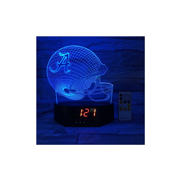 SZ430 Rugby Pattern 3D Illusion Lamp Color Changing Night Light Lamp with Clock-4