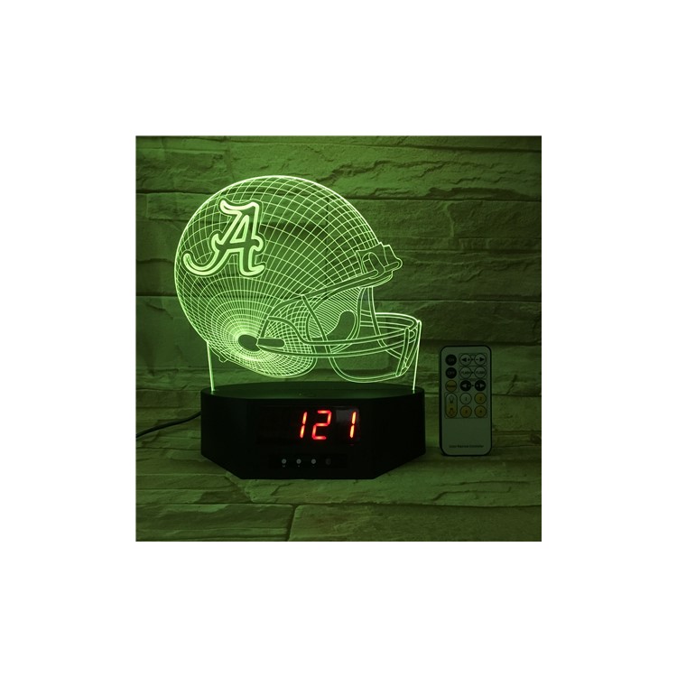 SZ430 Rugby Pattern 3D Illusion Lamp Color Changing Night Light Lamp with Clock-5