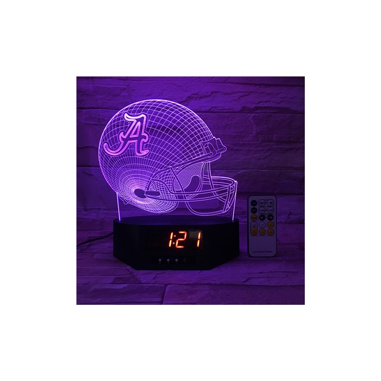 SZ430 Rugby Pattern 3D Illusion Lamp Color Changing Night Light Lamp with Clock-6