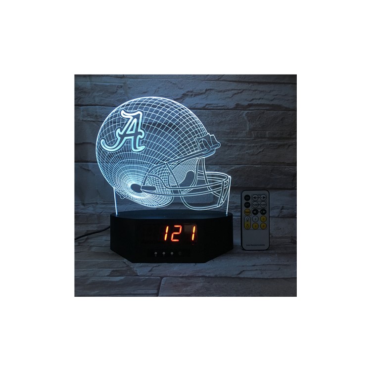 SZ430 Rugby Pattern 3D Illusion Lamp Color Changing Night Light Lamp with Clock-7