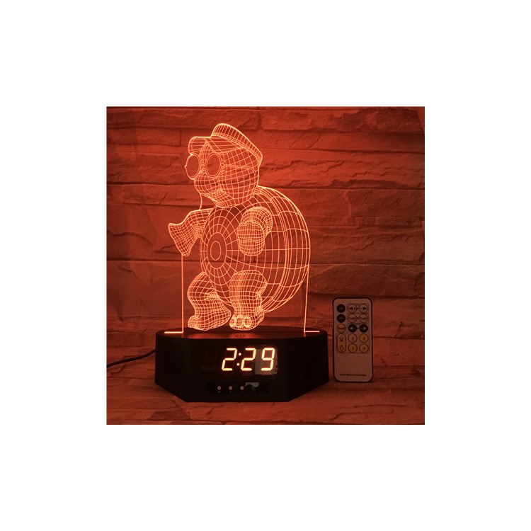 SZ512 Sea Turtle Clock 3D Visual LED Night Light Remote Control Table Lamp 7 Colors Changing-2