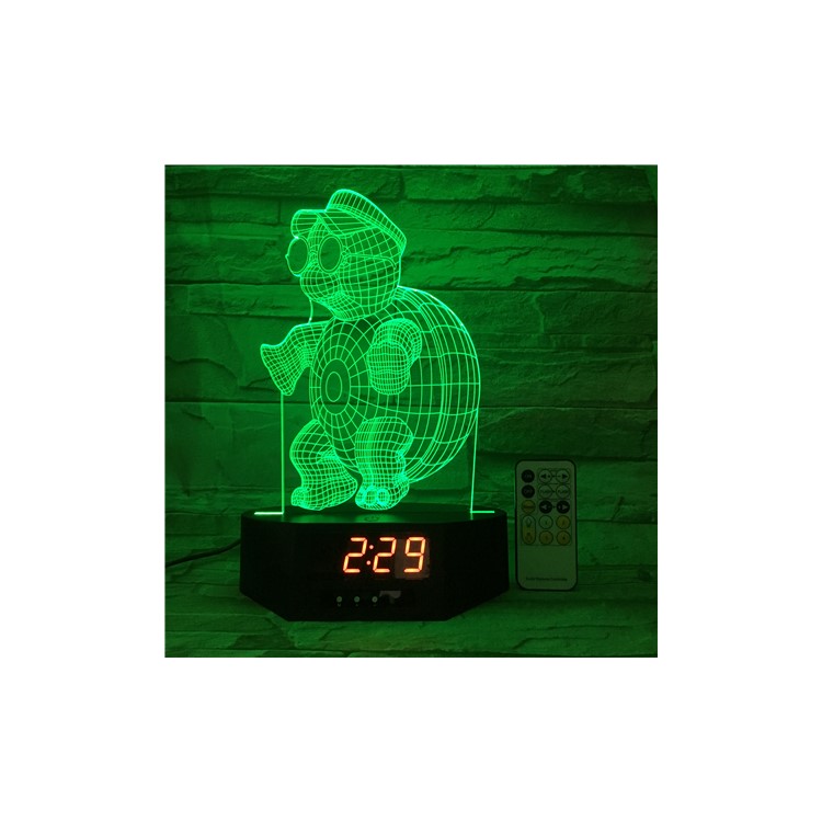 SZ512 Sea Turtle Clock 3D Visual LED Night Light Remote Control Table Lamp 7 Colors Changing-3