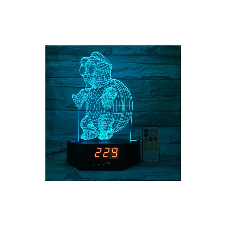 SZ512 Sea Turtle Clock 3D Visual LED Night Light Remote Control Table Lamp 7 Colors Changing-6