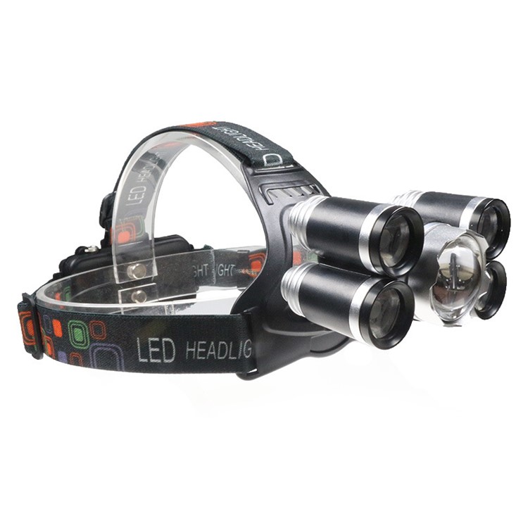 1500 Lumens 5 CREE LED Zoomable Rechargeable LED Head Torch Light for Outdoor Hiking Camping - Silver Color-12