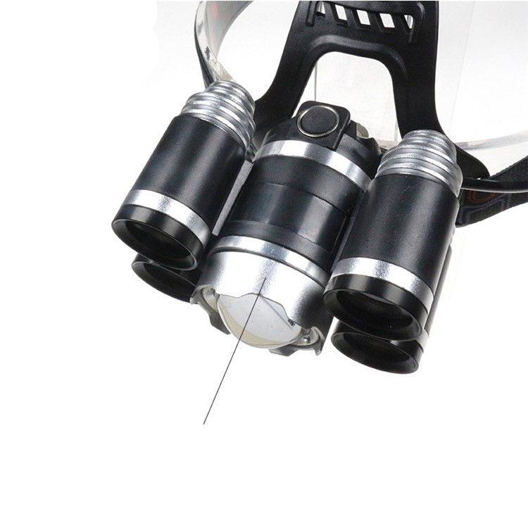 1500 Lumens 5 CREE LED Zoomable Rechargeable LED Head Torch Light for Outdoor Hiking Camping - Silver Color-13