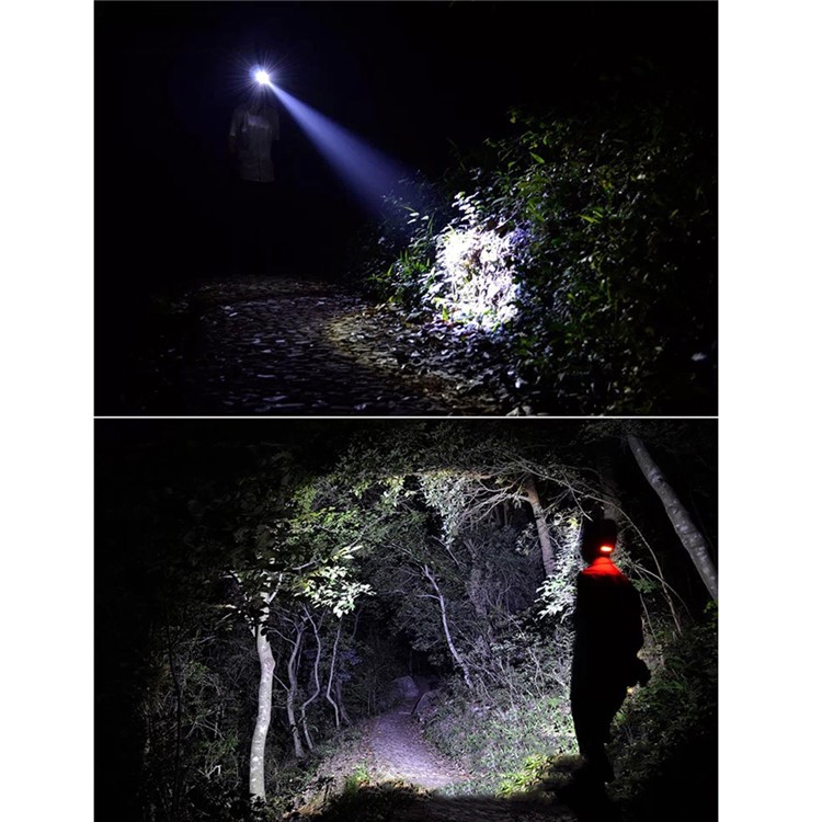 1500 Lumens 5 CREE LED Zoomable Rechargeable LED Head Torch Light for Outdoor Hiking Camping - Silver Color-17