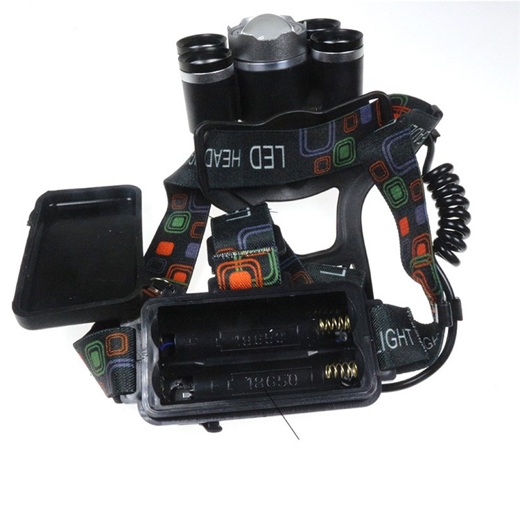 1500 Lumens 5 CREE LED Zoomable Rechargeable LED Head Torch Light for Outdoor Hiking Camping - Silver Color-4