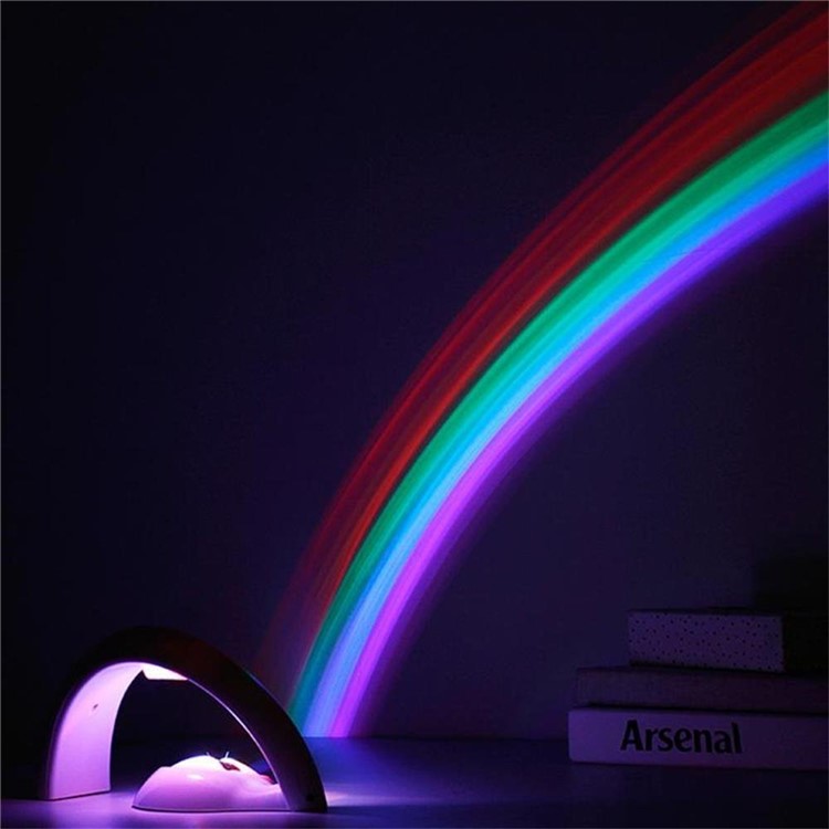 LED Rainbow Projector Night Light for Kid's Room - White-4