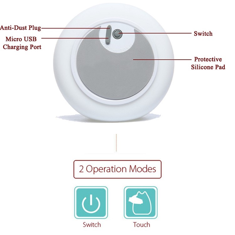 YouOKLight YK2218 0.4W RGB USB Rechargeable Color Changeable Silicone LED Sensitive Tap Control Night Light-6