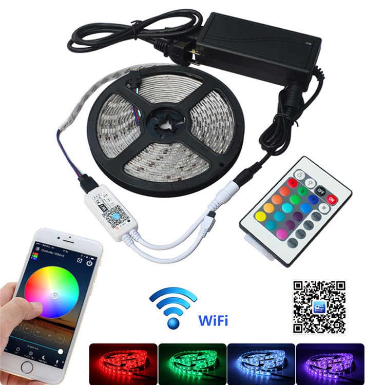 Smart Home Wi-Fi RGB 5M 300x5050 SMD Waterproof IP65 LED Strip Light Kit - US Plug-1
