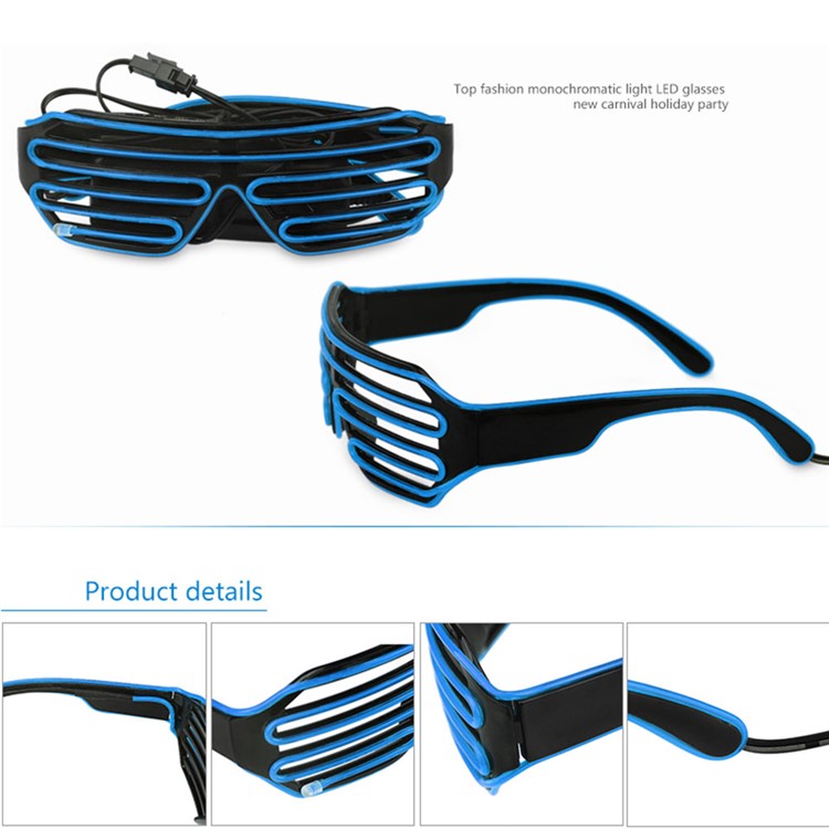 YOUOKLIGHT YK2286 Cool 3 Modes Sound Control Wired LED Glasses for Costume Party - Blue-4