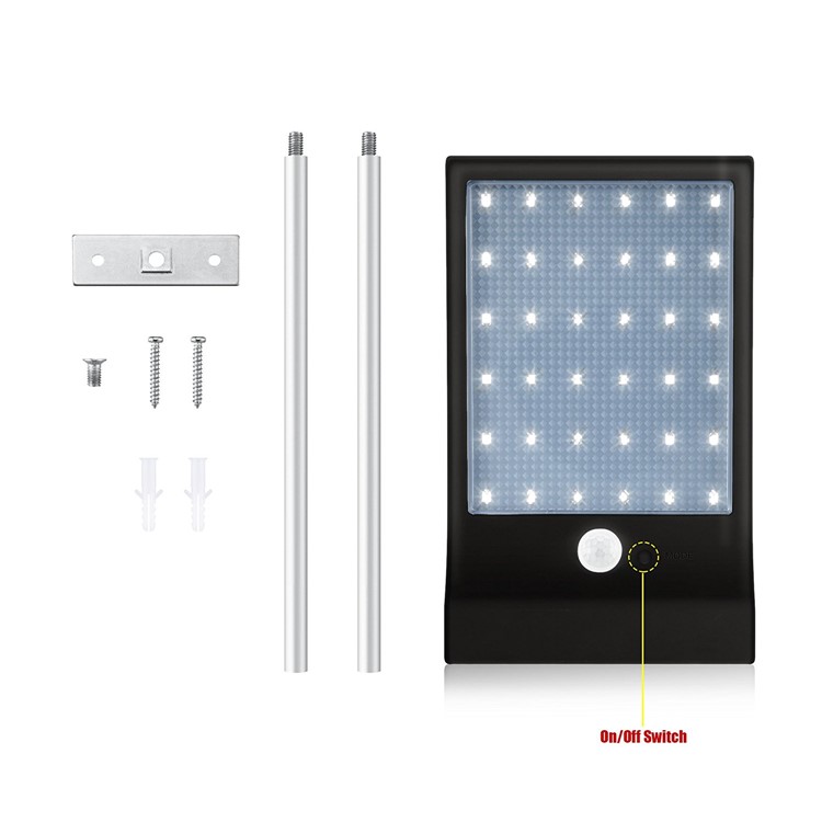 450LM 36 LEDs PIR Motion Sensor Lamp Outdoor Street Waterproof Wall Light - Black-7