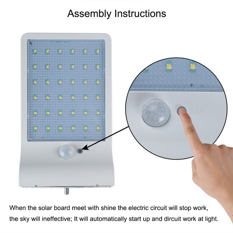 36 LEDs Solarbetriebene Wandleuchte mit Montagestange Outdoor Waterproof Motion Sensor Light - Weiß-7