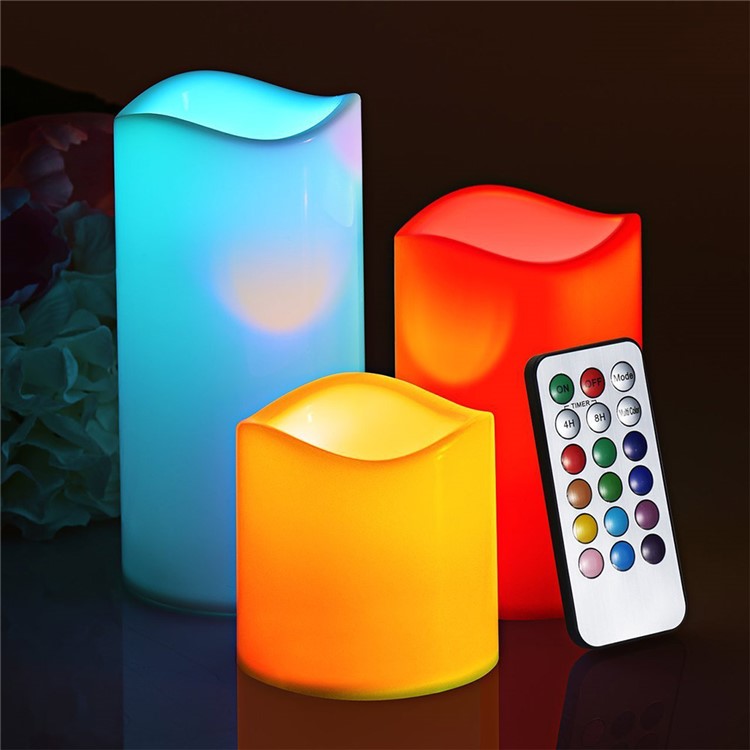 YOUOKLIGHT 3Pcs / Set YK2271 Mudança de cor LED Vela eletrônica LED Candle Lights com controle remoto-11