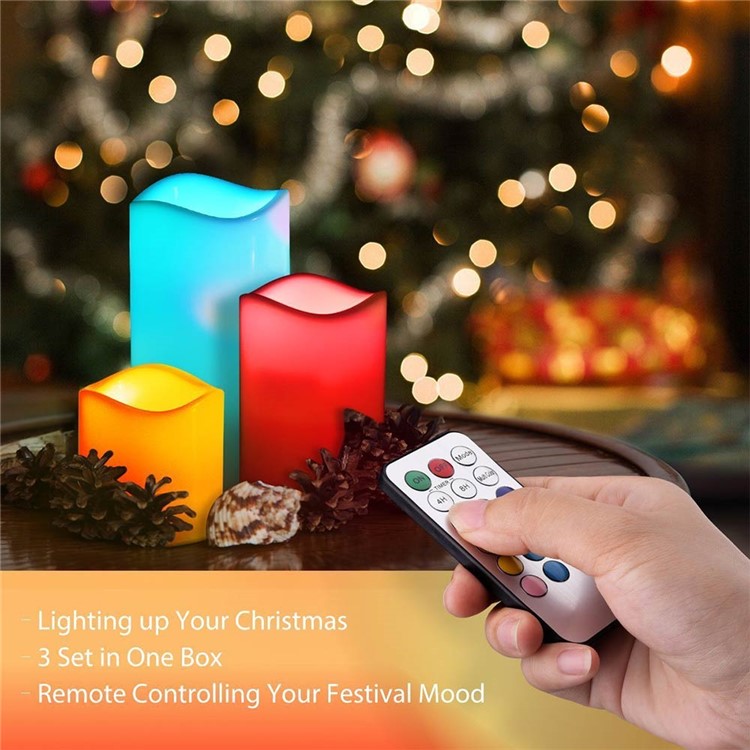 YOUOKLIGHT 3Pcs / Set YK2271 Mudança de cor LED Vela eletrônica LED Candle Lights com controle remoto-13