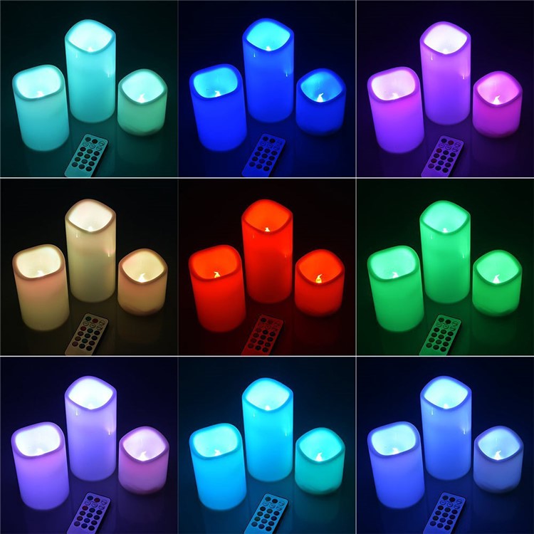 YOUOKLIGHT 3Pcs / Set YK2271 Mudança de cor LED Vela eletrônica LED Candle Lights com controle remoto-9