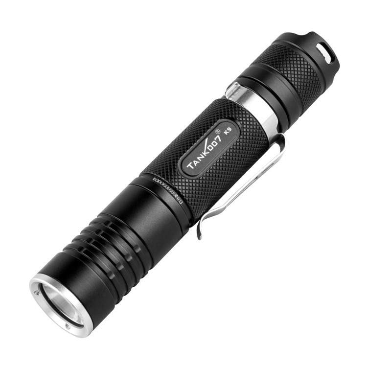 TANK007 K9 CREE XM-L2 Tactical LED Flashlight 700 Lumen Straight Police Torch with Pocket Clip