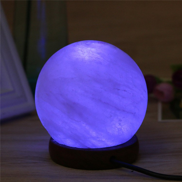YK2290 3W 5V Multi-color Spherical Himalayan Crystal Salt Lamp Air Purifier Night Light-12