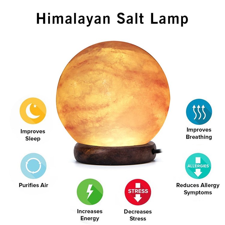YK2290 3W 5V Multi-color Spherical Himalayan Crystal Salt Lamp Air Purifier Night Light-14