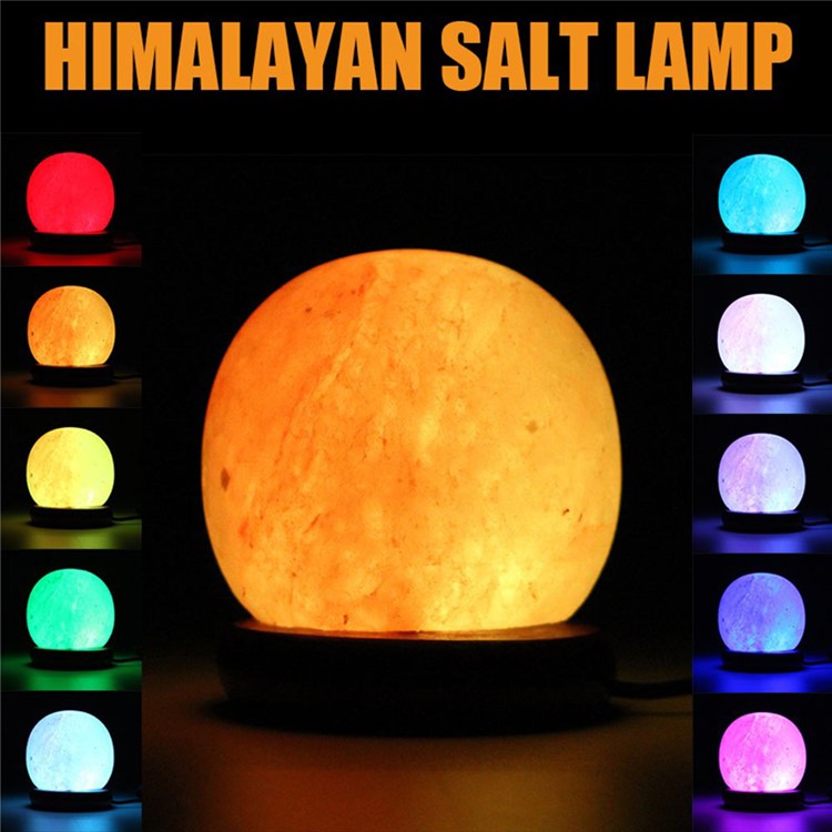 YK2290 3W 5V Multi-color Spherical Himalayan Crystal Salt Lamp Air Purifier Night Light-15