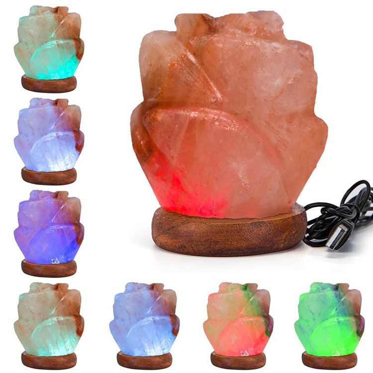 YOUOKLIGHT YK2298 Hand Crafted Flower-shaped Natural Himalayan Salt Lamp Air Purifier Night Light-1
