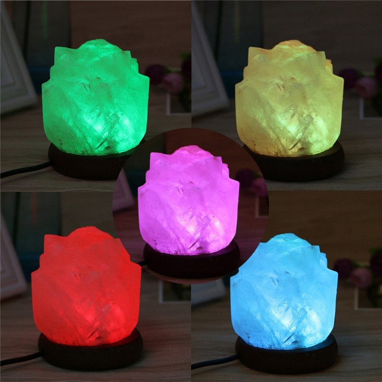 YOUOKLIGHT YK2298 Hand Crafted Flower-shaped Natural Himalayan Salt Lamp Air Purifier Night Light-2