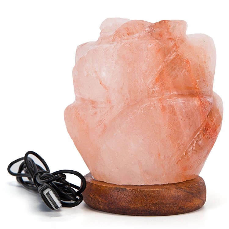 YOUOKLIGHT YK2298 Hand Crafted Flower-shaped Natural Himalayan Salt Lamp Air Purifier Night Light-3