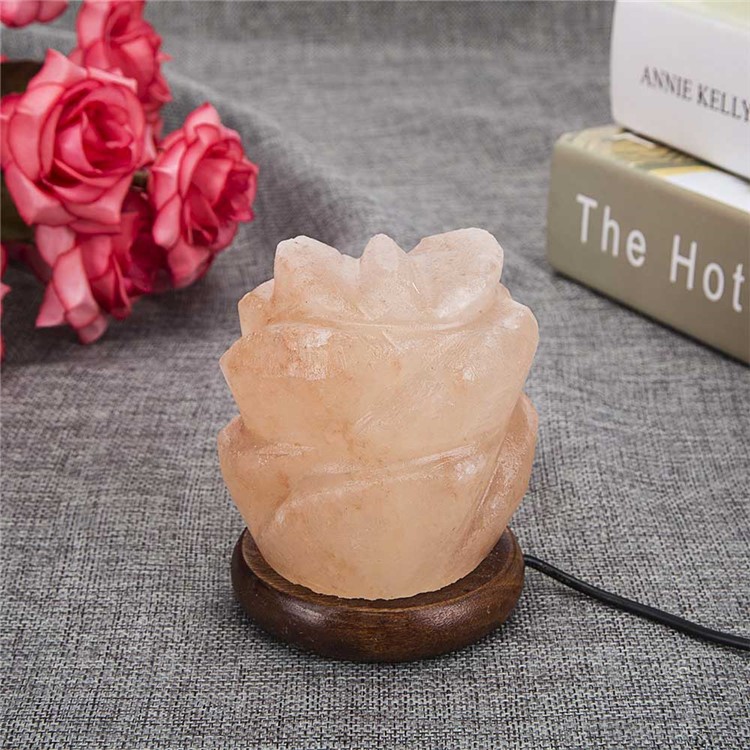 YOUOKLIGHT YK2298 Hand Crafted Flower-shaped Natural Himalayan Salt Lamp Air Purifier Night Light-5