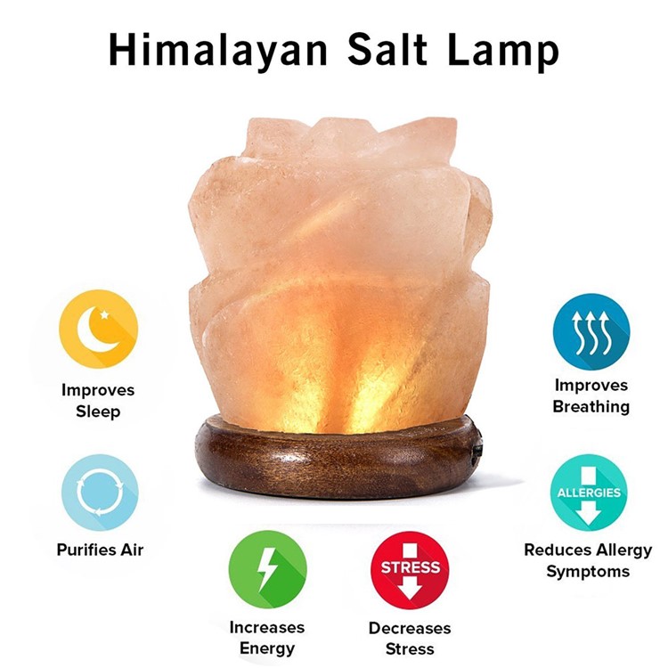 YOUOKLIGHT YK2298 Hand Crafted Flower-shaped Natural Himalayan Salt Lamp Air Purifier Night Light-7